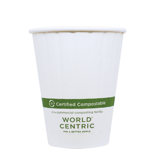 World Centric 8 oz SFI® Paper Hot Cup, Double Wall, White - Case of 1000
