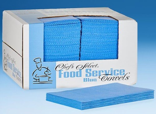Chef's Select 13X21X150 1/4 fold blue food service towels
