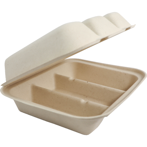 9x8x3" Fiber Taco Box, 3-Compt - Case of 300