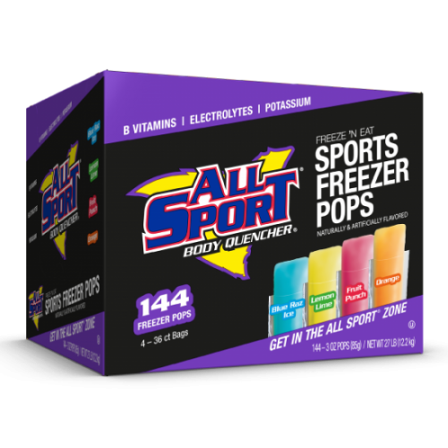 ALL SPORT BODY QUENCHER FREEZER POPS VARIETY PACK- 144