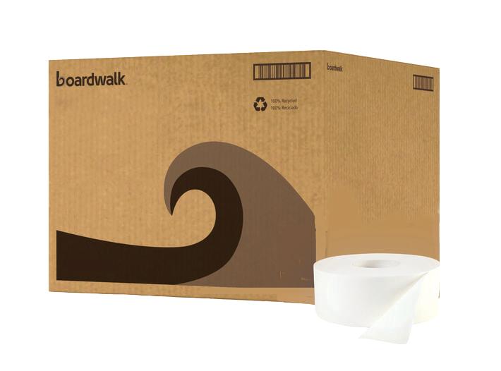 BOARDWALK, BWK6100B, Bath Tissue, Jumbo, 2-Ply, White, 12 Rolls