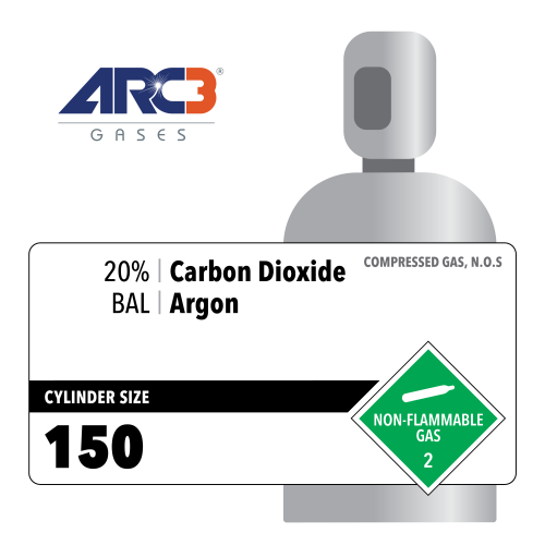 Carbon Dioxide 20% Balance Argon Specialty Gas Mix size 150 Aluminum