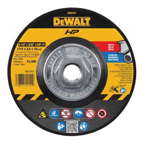 4-1/2X3/32X5/8-11 T27 CUT&NOT WH DEWALT