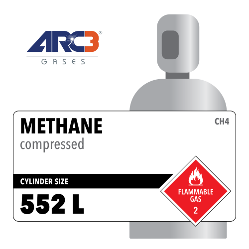 Methane Specialty Gas Grade 5.0 size 552L Disposable
