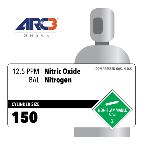 Nitric Oxice 12.5 PPM Balance Nitrogen EPA Protocol size 150 Aluminum