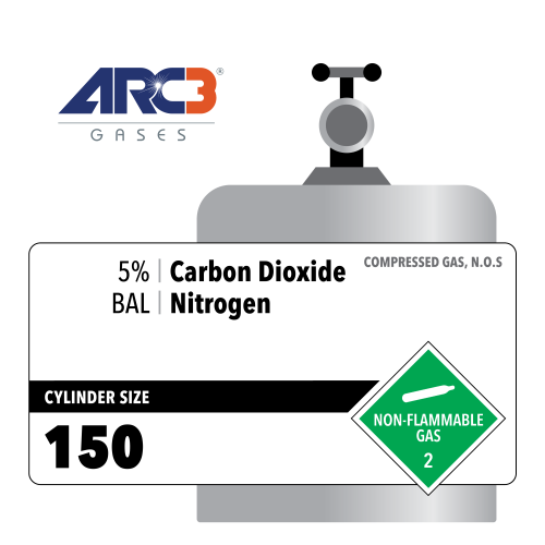 Carbon Dioxide 5% Balance Nitrogen EPA Protocol size 150 Aluminum