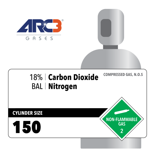 Carbon Dioxide 18% Balance Nitrogen EPA Protocol size 150 Aluminum