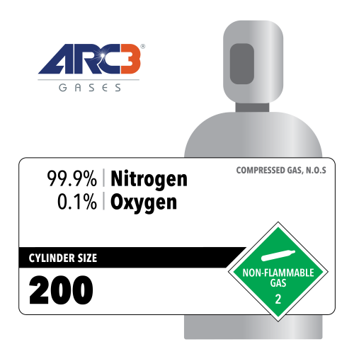 Nitrogen 99.9% Oxygen 0.1% Specialty Gas Mix size 200
