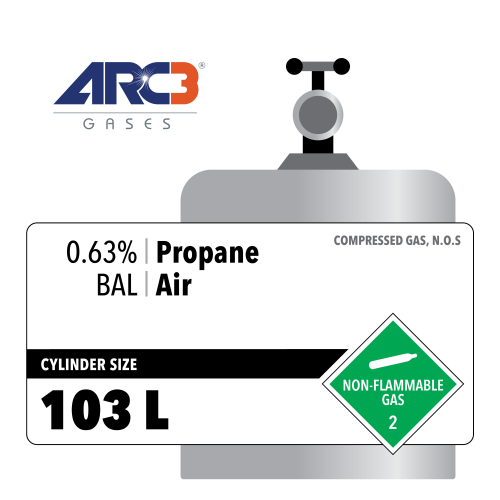 Propane 0.63% Balance Air Specialty Gas Mix size 103L
