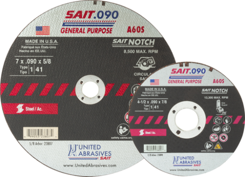 23807 A60S General Purpose Cutting & Notching Wheels (Type 1/Type 41) 7" x .090" x 5/8", 25-Pack