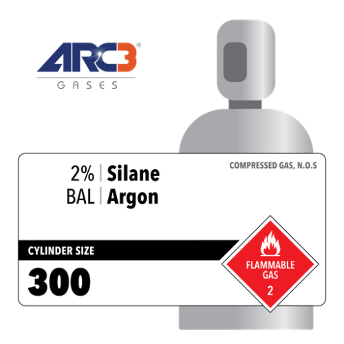 Silane 2% Balance Argon Specialty Gas Mix size 300