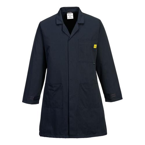 Image of Portwest Anti-Static ESD Coat, Style AS10 - Size/Fit : M/ R , Navy