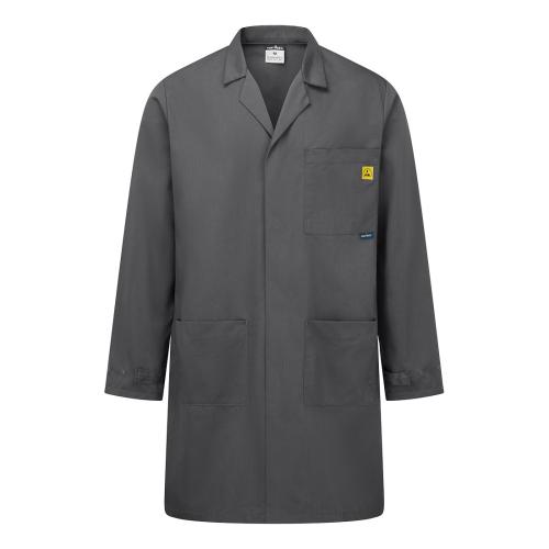 Image of Portwest Anti-Static ESD Coat, Style AS10 - Size/Fit : L/ R , Zoom Gray