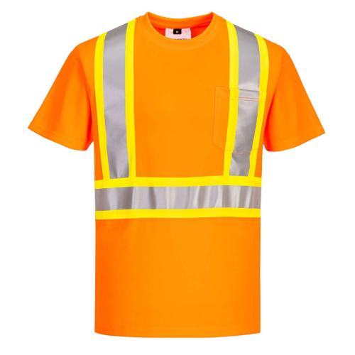 Portwest Hi-Vis X Back Contrast Tape T-Shirt S/S , Style CA110