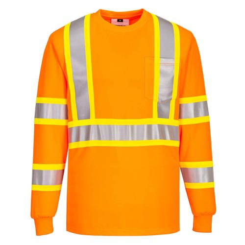 Portwest Hi-Vis X Back Contrast Tape T-Shirt L/S , Style CA111