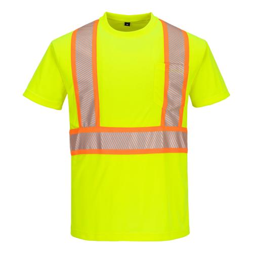 Portwest Hi-Vis X Back T-Shirt S/S, Style CA112 - Size/Fit : 4XL/ R , Yellow