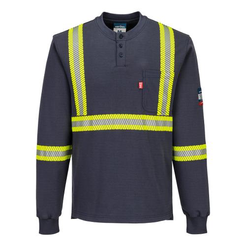 Portwest Bizflame Knit 2" X Back FR Henley, Style FR748 - Size/Fit : 4XL/ R , Navy