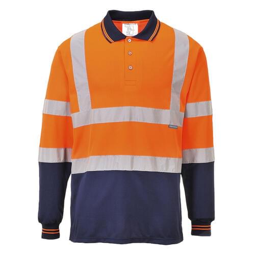 Portwest Two-Tone Long Sleeve Polo Shirt all sizes -  Style S279