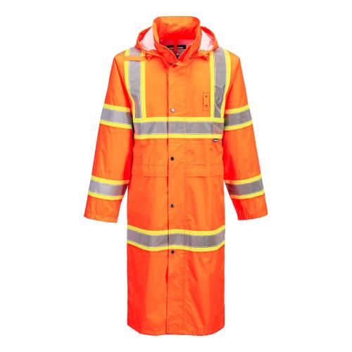 Portwest Hi-Vis Contrast Tape Rain Coat 48", Style UH405