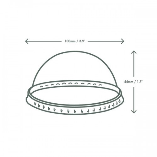 Image of Vegware sustainable 96-Series PLA dome lid, no hole (Case of 1000)