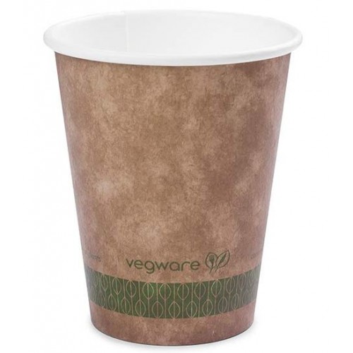 Vegware sustainable 10oz brown kraft hot cup, 89-Series (Case of 1000)