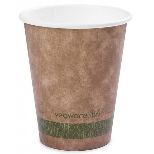 Vegware sustainable 10oz brown kraft hot cup, 89-Series (Case of 1000)