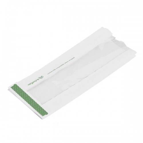 Image of Vegware sustainable 4 x 2 x 10in glassine bag with NatureFlex window (Case of 1000)