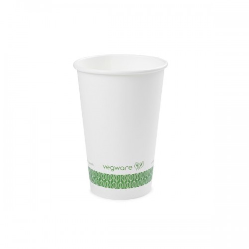 Vegware sustainable 16oz white hot cup, 89-Series (Case of 1000)