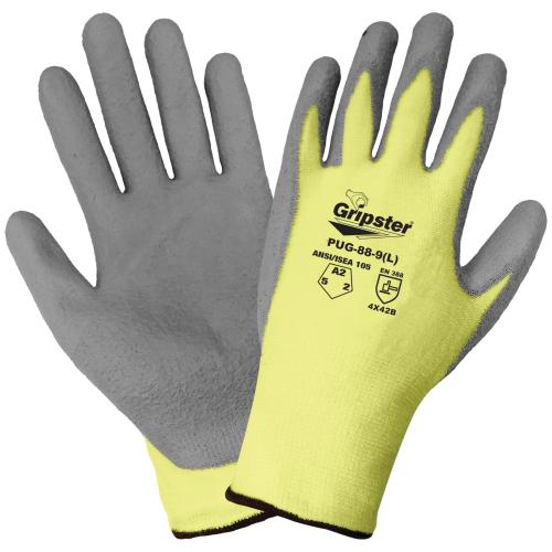 Gripster® Aramid Fiber, Nylon, and Spandex Blended Polyurethane Coated Cut Resistant Gloves - PUG-88 (Large)