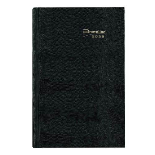 Brownline Daily Planner Hard Cover 10" x 7-7/8" , English, Black - Daily - January 2025 - December 2025 - 1 Day Single Page Layout - 7 7/8" x 10" Sheet Size - Black - Reference Calendar, Tear-off, Hard Cover - 1 Each