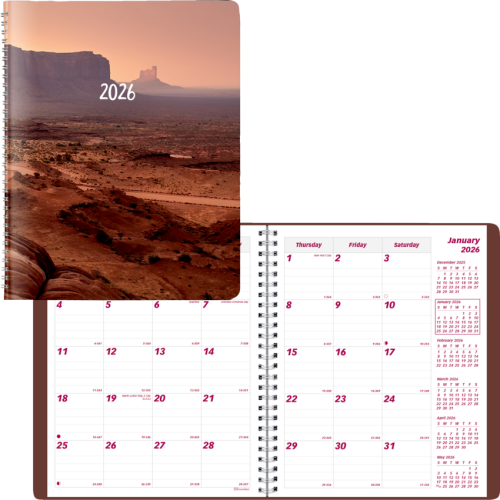 Brownline Monthly Planner - Monthly - 14 Month - December 2025 - January 2027 - Twin Wire - Nature's Hues - 8.9" Height x 7.1" Width - Ruled Daily Block, Reminder Section, Notes Area, Six Month Reference - 1 Each
