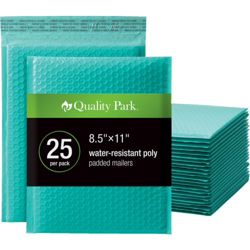 Quality Park Mailer - Bubble/Shipping - 8 1/2" Width x 11" Length - Peel & Seal - Poly - 25 / Box - Teal