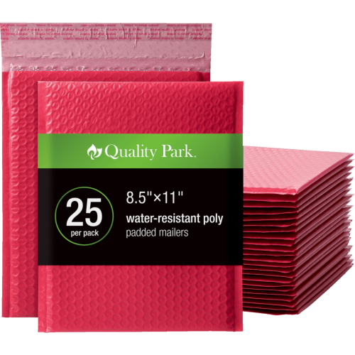Quality Park Mailer - Bubble/Shipping - 8 1/2" Width x 11" Length - Peel & Seal - Poly - 25 / Box - Red