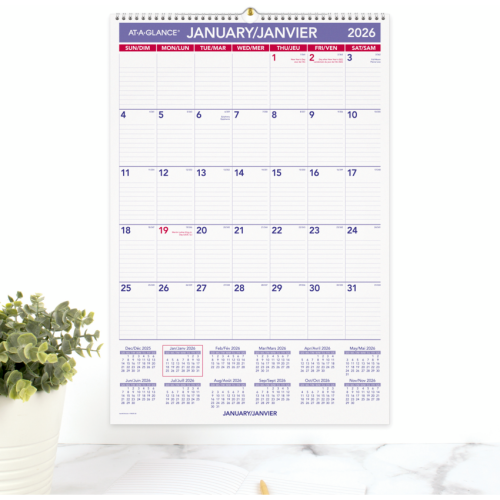 At-a-Glance Calendar - Monthly - 12 Month - January - December - 1 Month Single Page Layout - 15 1/2" x 22 3/4" Sheet Size - Twin Wire - Wall MountRuled Daily Block, Eyelet, Yearly Calendar, Eco-friendly, Six Month Reference - Wall Calendars - AAGPM3F28
