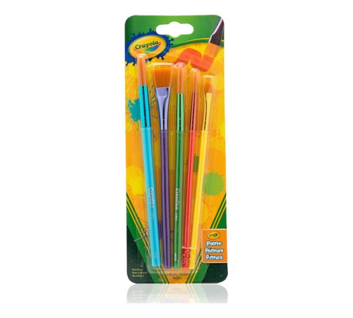 Crayola Arts & Crafts Brushes - Wood - Metal Ferrule - 5 Assorted Styles