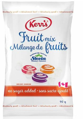 Kerr's No Sugar Added Fruit Mix with Stevia - Grape, Orange, Cherry - Cholesterol-free, Gluten-free, Peanut-free - 3.17 oz (90 g)