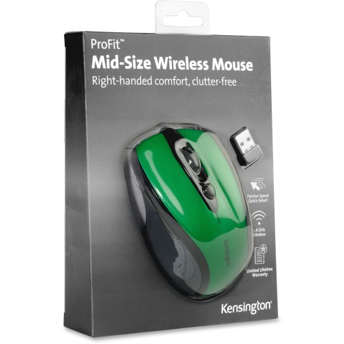 Kensington Pro Fit Mid-Size Wireless Mouse - Emerald Green - Mice - KMW72424