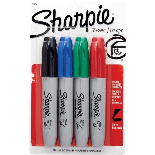 Sharpie Permanent Markers - Chisel Tip -  4 / Pack