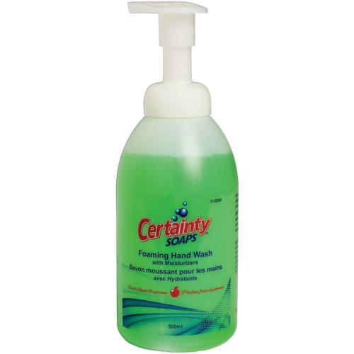Certainty Foaming Hand Wash - Fresh Apple Scent - 550 mL - Pump Bottle Dispenser - Hand - Moisturizing - Rich Lather - 12/Case