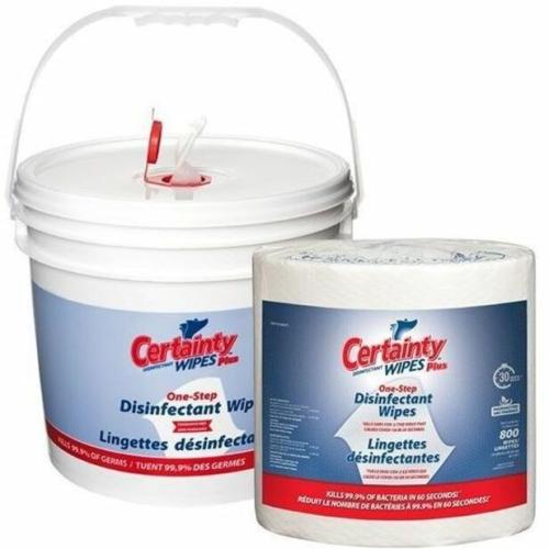 Certainty Plus Disinfectant Wipes (800 Count + Bucket) - For Multipurpose - Wipe - Disinfectant, Deodorize, Fragrance-free, Alcohol-free, Phenol-free, Bleach-free, Lint-free, Soft, Strong, Durable - 800/Roll - 1 Case