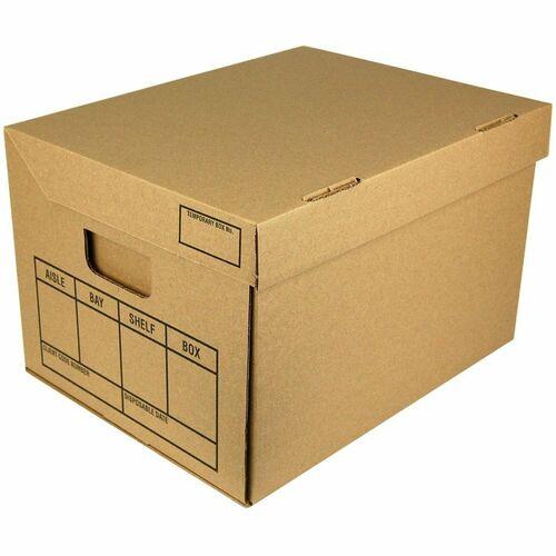 Crownhill Storage Box - External Dimensions: 15" (381 mm) Width x 12" (304.80 mm) Depth x 10" (254 mm) Height - Lid Closure - Brown - 20 / Pack