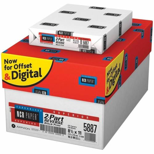 NCR PAPER Superior Pre-Collated - Letter 8 1/2" (215.90 mm) x 11" (279.40 mm) - 21 lb (9525.44 g), Reverse Sequence, Carbonless - Canary, White - 500 Sheets/PK