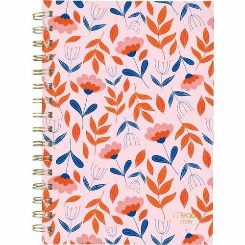 Mead Floral Leaves Weekly/Monthly Planner 8-1/2" x 6" Bilingual Pink