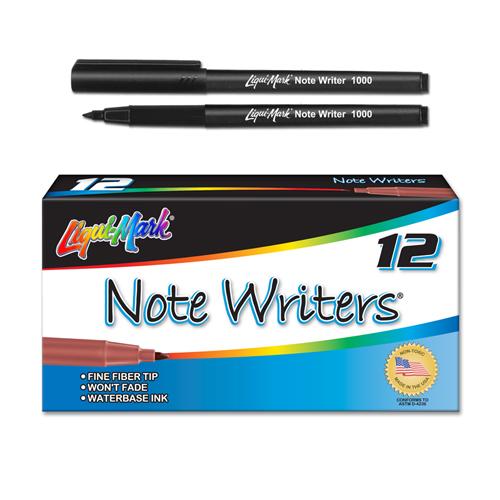 Note Writers® Fiber Point, Pocket Markers - Black - 1 EA