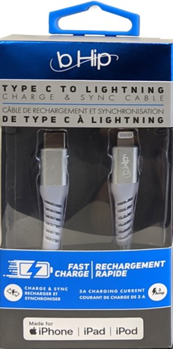 Smart Accessories 8-Pin to Type-C to Lightning Charge & Sync Braided Cable - 3FT