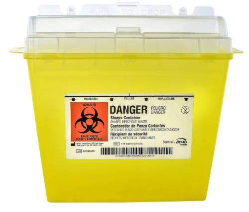 First Aid Central Sharps Container - 4.73 L Capacity - Yellow - 1 Each