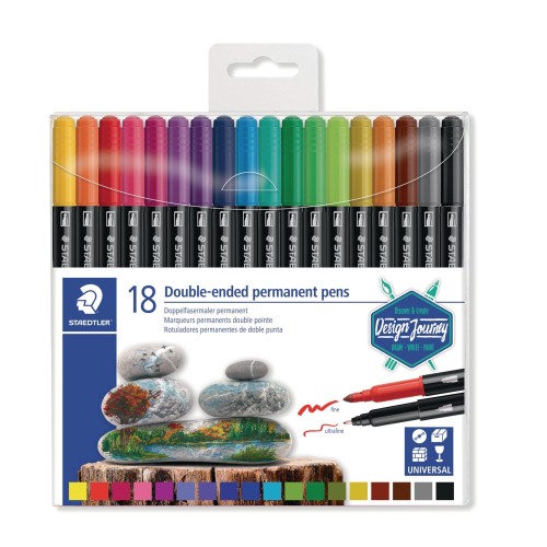 Staedtler Double-Ended Permanent Pens - 18 Assorted Colours