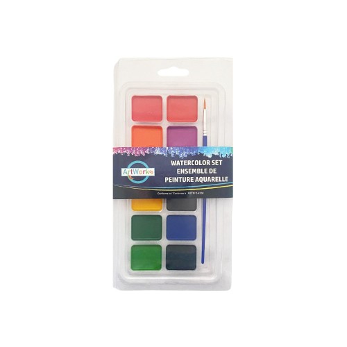 12 Semi-Dry Watercolor Paint Set with Brush