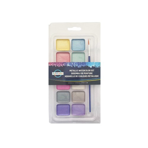 12 Color Metallic Semi-Dry Watercolor Set