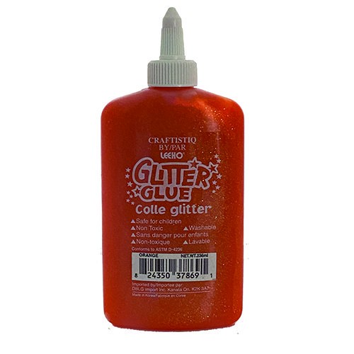 LEEHO WASHABLE GLITTER GLUE, ORANGE